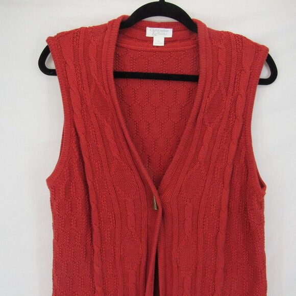Christopher & Banks Women's Sleeveless Vest Burn Orange w/Toggle Button Size XL - Picture 2 of 10